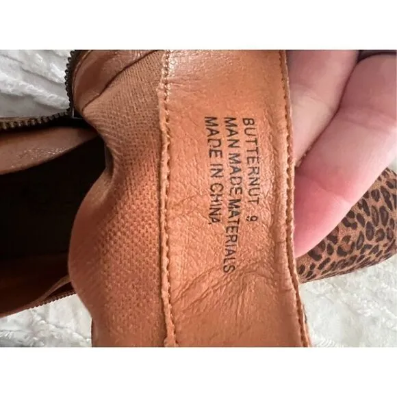 Boutique by Corkeys Low Heel butternut leopard print booties zippers on both sid