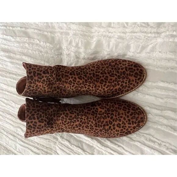 Boutique by Corkeys Low Heel butternut leopard print booties zippers on both sid