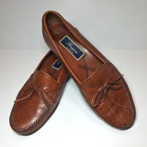 Bragano Italy Leather Loafers Sz 9 M Basket Weave Men's Moccasins Brown