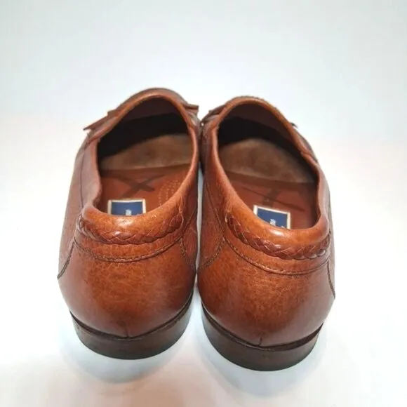 Bragano Italy Leather Loafers Sz 9 M Basket Weave Men's Moccasins Brown