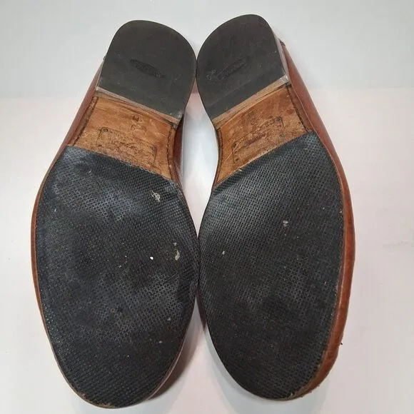 Bragano Italy Leather Loafers Sz 9 M Basket Weave Men's Moccasins Brown