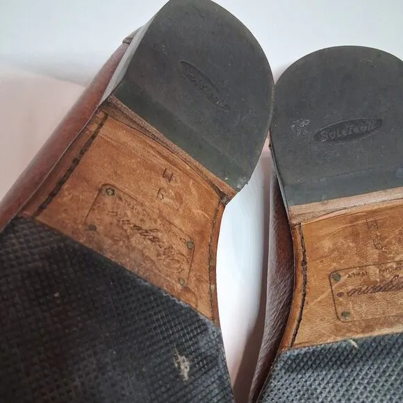 Bragano Italy Leather Loafers Sz 9 M Basket Weave Men's Moccasins Brown