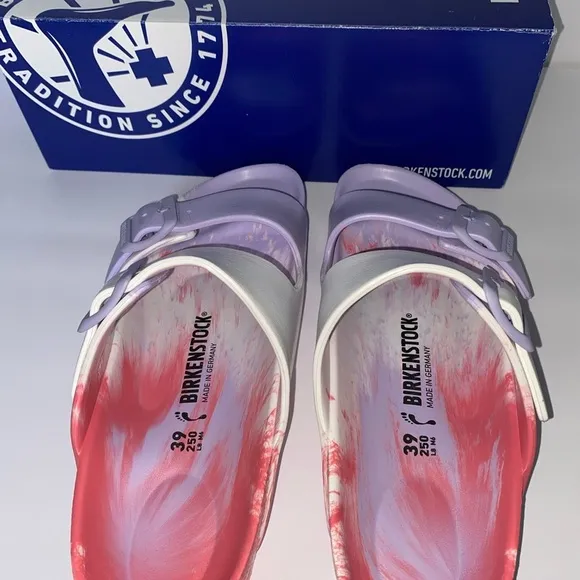 BRAND NEW! Birkenstock Purple Fog &amp; Pink Sandals, waterproof women’s size 8