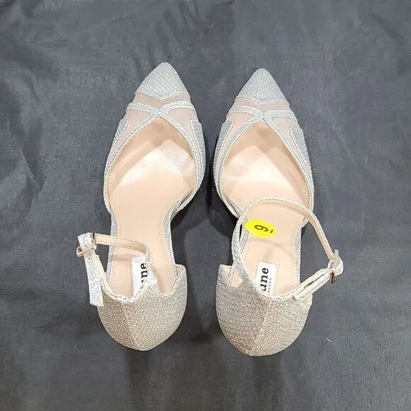 BRAND NEW DUNE LONDON DIANE HEELS IN PEWTER PIN HEELS SANDALS