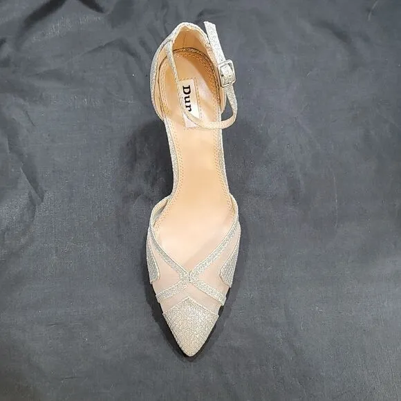 BRAND NEW DUNE LONDON DIANE HEELS IN PEWTER PIN HEELS SANDALS