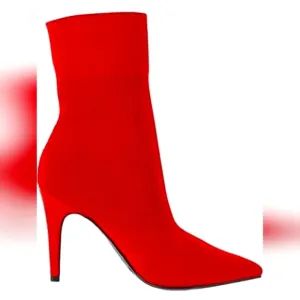 Brash Women's Xaya Red Mid-Calf Pointed Toe Stiletto Sock Boots 8 Sexy Booties