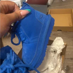 Bright Blue Suede Boots