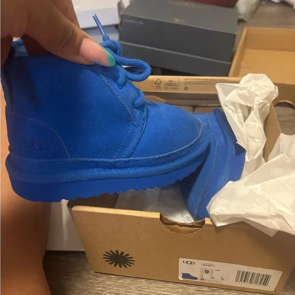 Bright Blue Suede Boots