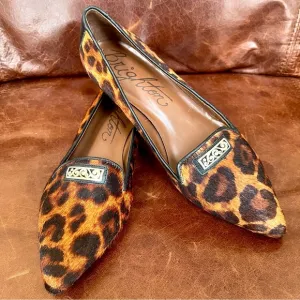 Brighton Eve Leopard Print Genuine Leather &amp; Calf Hair Loafers Size 6.5