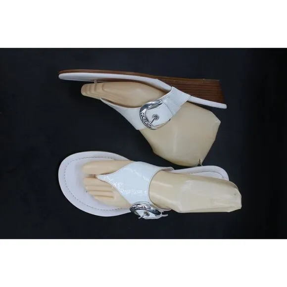 Brighton Women Lark Patent Croc Leather white Slide Sz. 9.5M