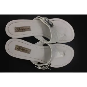 Brighton Women Lark Patent Croc Leather white Slide Sz. 9.5M