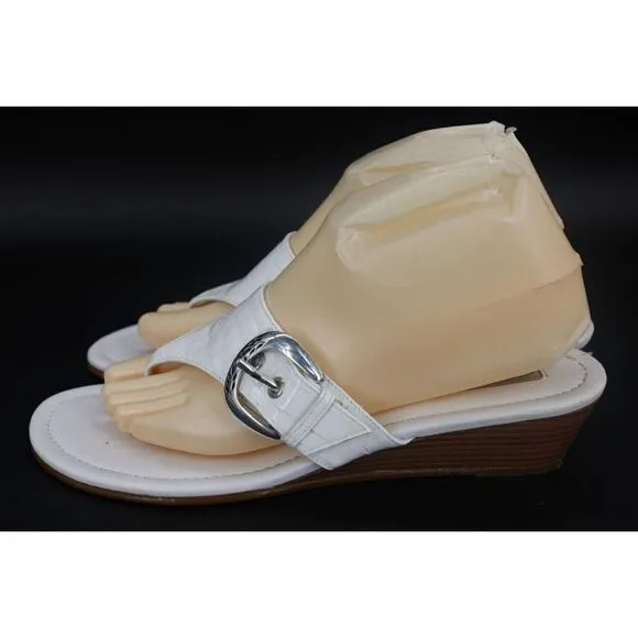 Brighton Women Lark Patent Croc Leather white Slide Sz. 9.5M