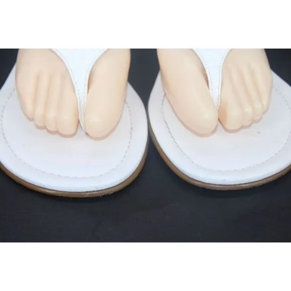 Brighton Women Lark Patent Croc Leather white Slide Sz. 9.5M