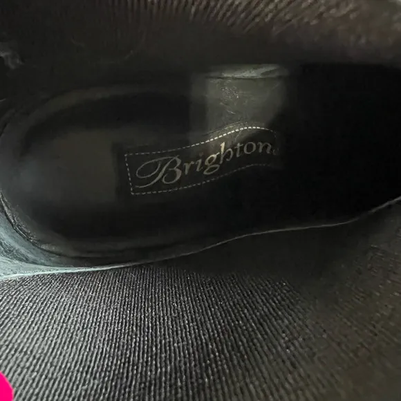 Brighton Womens Trevor Ankle Boots Booties Black Leather Fabric Slip On 8.5 M