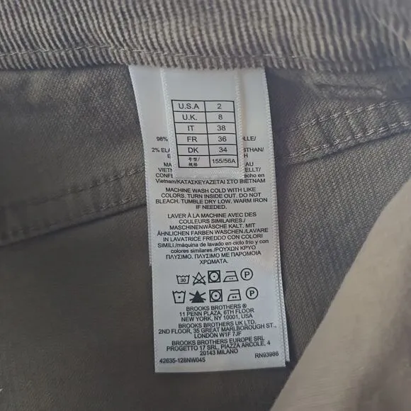 Brooks Brothers -  NWT Women's Brown Corduroy Skinny Pants Size 2