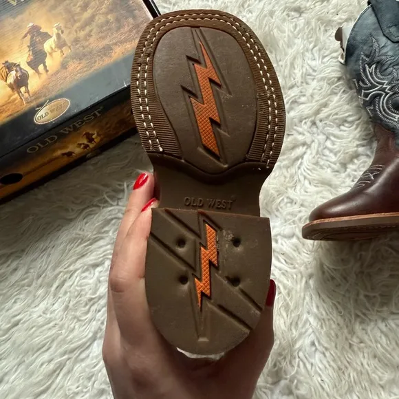 Brown and Blue Western Cowboy Boots
