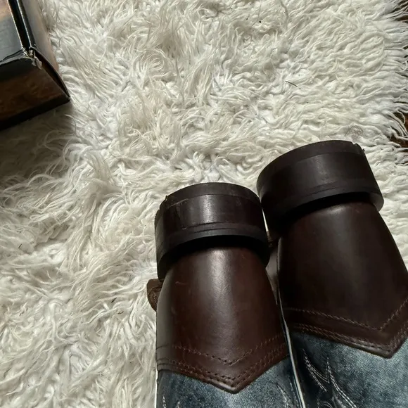 Brown and Blue Western Cowboy Boots