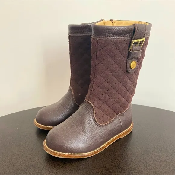 Brown Leather and Suede Riding Boots