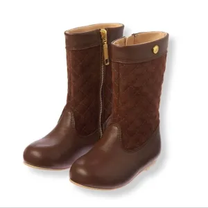 Brown Leather and Suede Riding Boots
