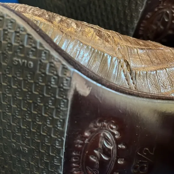 Brown Leather Pointy Toe Western Mules Alligator Snake Slip-on Cowboy Boots