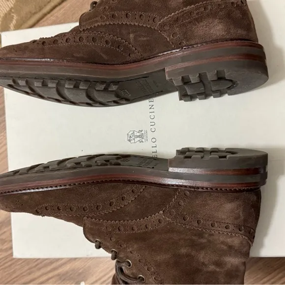 Brunello Cucinelli brogue suede boots 41