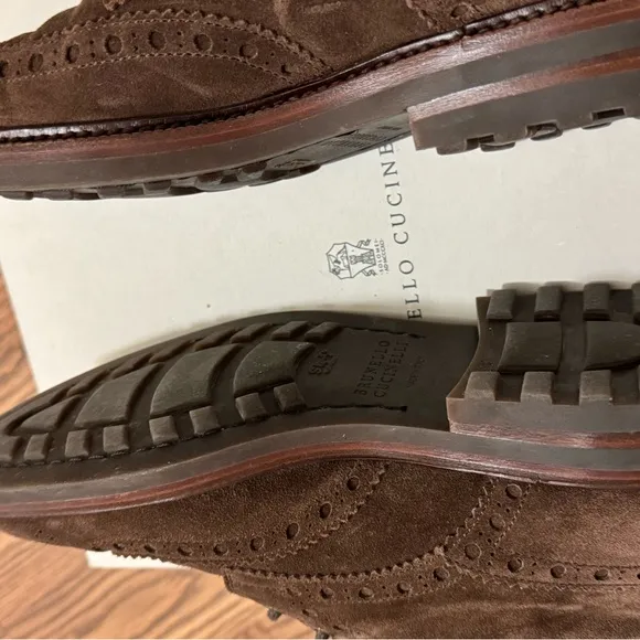 Brunello Cucinelli brogue suede boots 41
