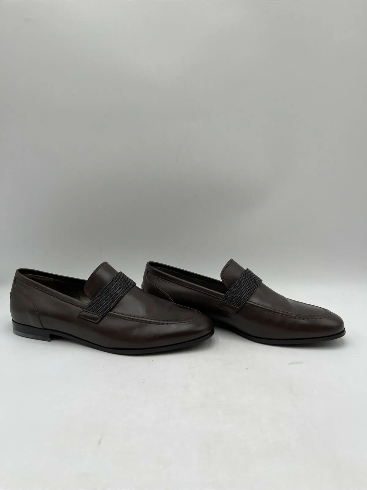 Brunello Cucinelli Leather Loafers Brown Size 39 - Very Good