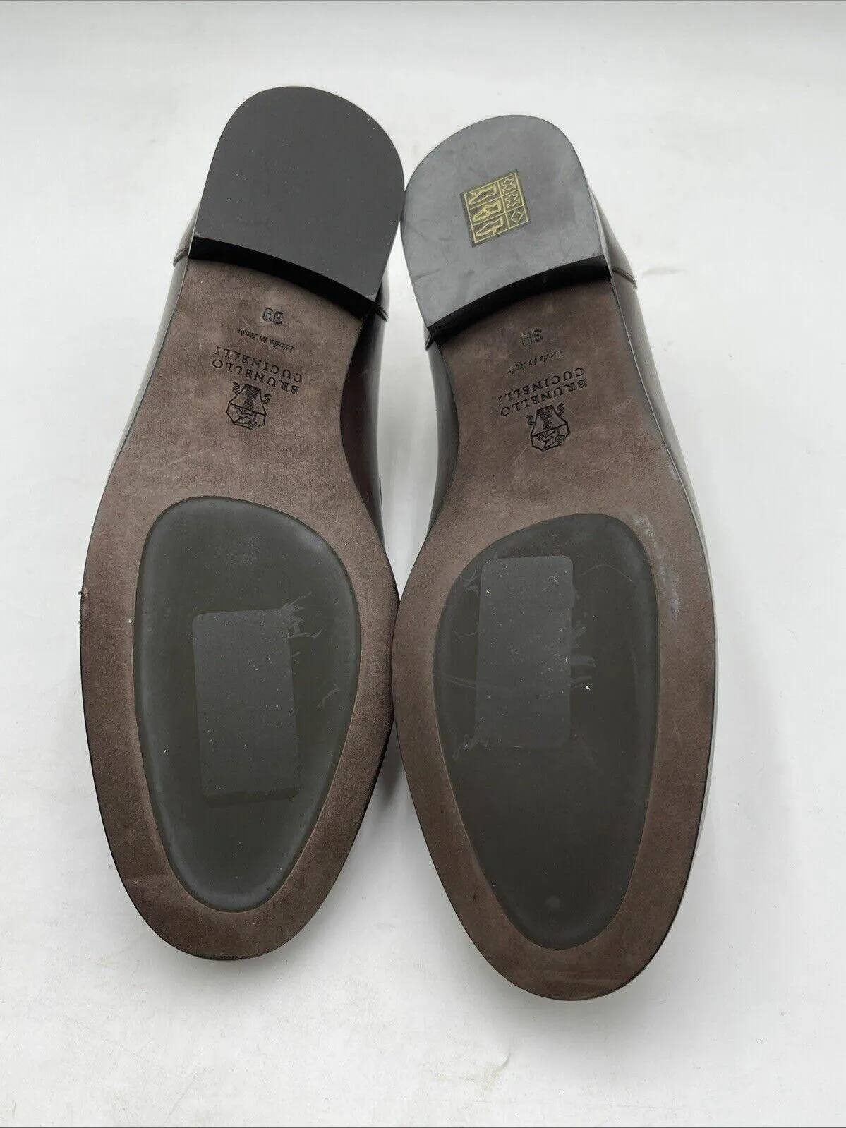 Brunello Cucinelli Leather Loafers Brown Size 39 - Very Good