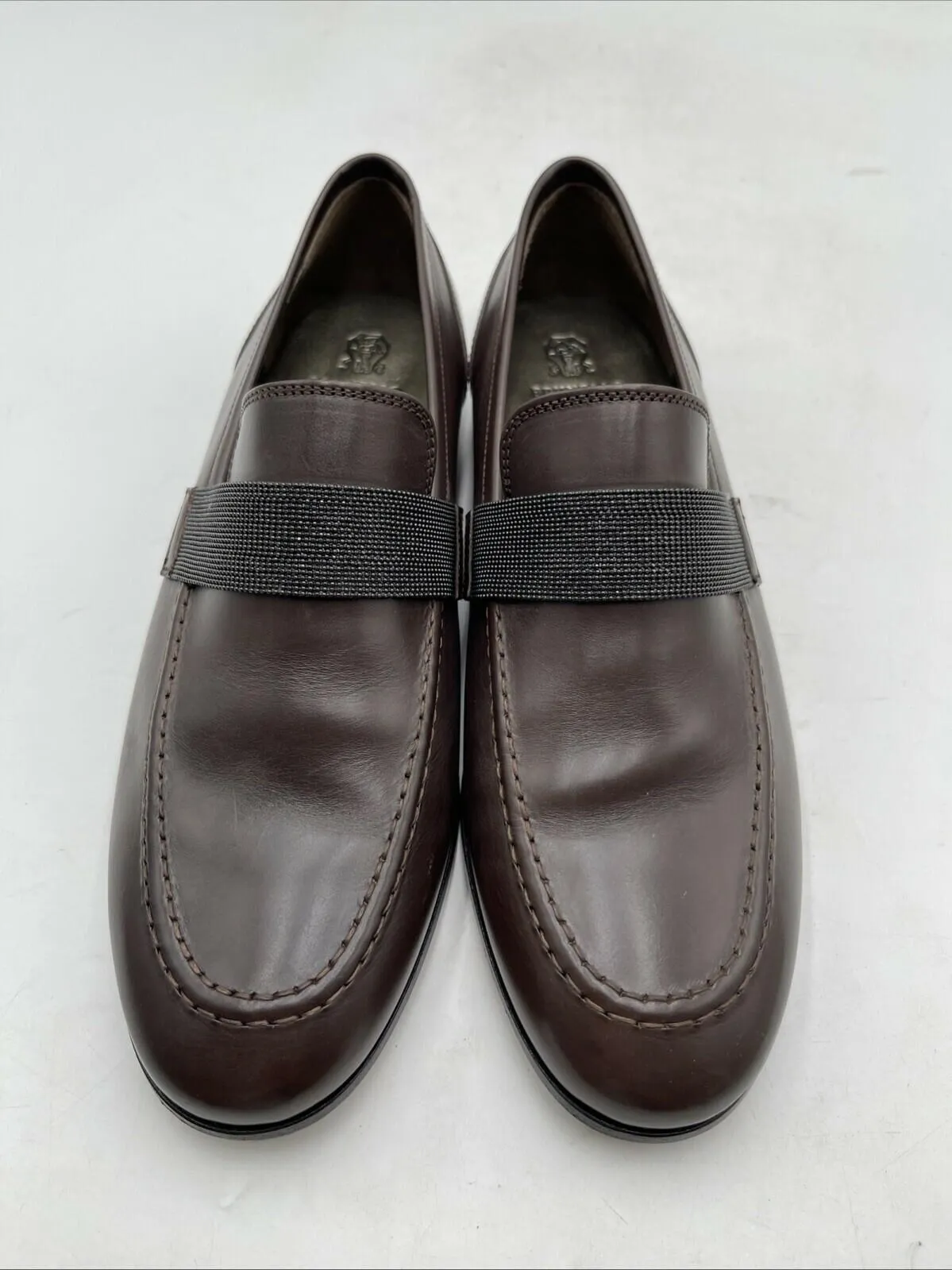 Brunello Cucinelli Leather Loafers Brown Size 39 - Very Good