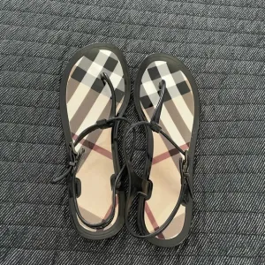 Burberry Black and Beige Classic Check Sandals