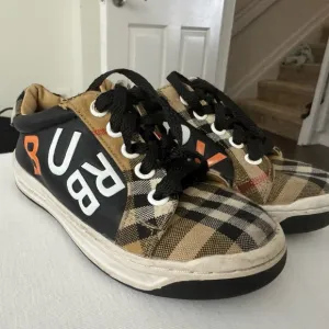 Burberry Black and Orange Sneakers with Distinctive Design