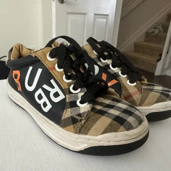 Burberry Black and Orange Sneakers with Distinctive Design