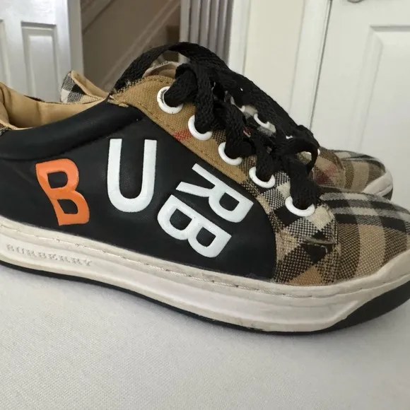 Burberry Black and Orange Sneakers with Distinctive Design