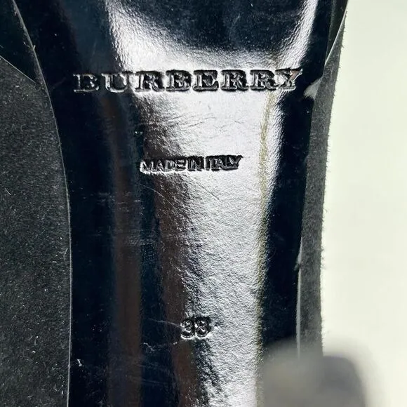 Burberry Nadison Fringe Peep-Toe Ankle Bootie Size 38 US 7.5 Black Heels Boots