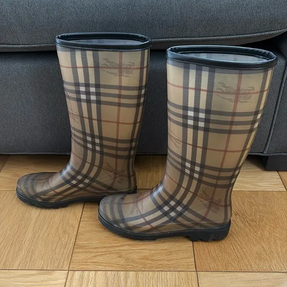 Burberry Plaid Knee-High Rain Boots