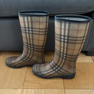 Burberry Plaid Knee-High Rain Boots