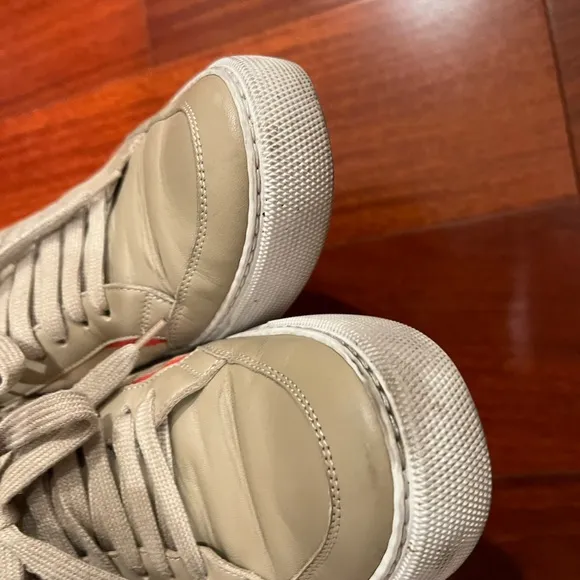 Burberry Tan and Red Sneakers with Suede Finish 🔥weekend lowest price 🔥