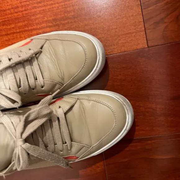 Burberry Tan and Red Sneakers with Suede Finish 🔥weekend lowest price 🔥