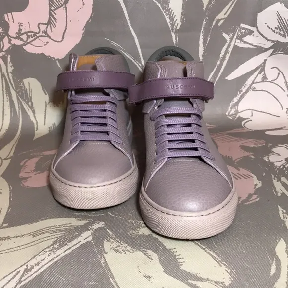 Buscemi Brand Lilac Leather Upper/Insoles High Top Fashion Sneakers Sz 32 EU o…