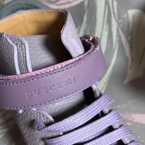 Buscemi Brand Lilac Leather Upper/Insoles High Top Fashion Sneakers Sz 32 EU o…