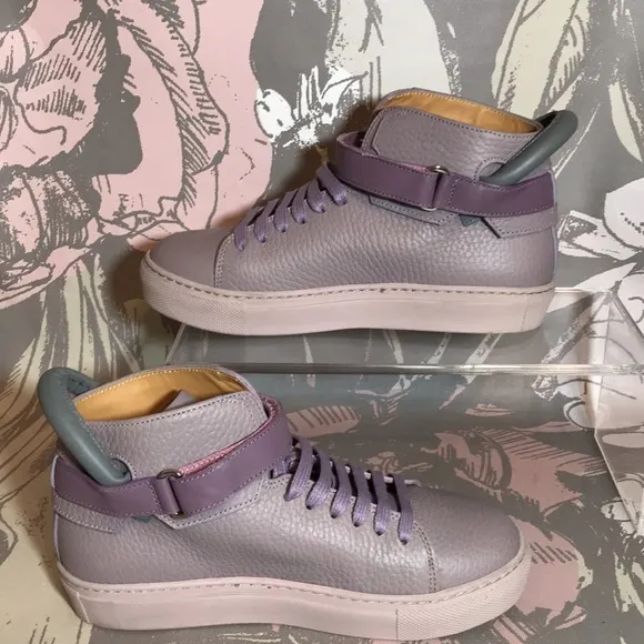 Buscemi Brand Lilac Leather Upper/Insoles High Top Fashion Sneakers Sz 32 EU o…