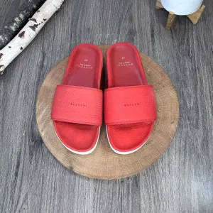 *Buscemi | Red Classic Leather Slide Sandals Made in Italy Size 37/7