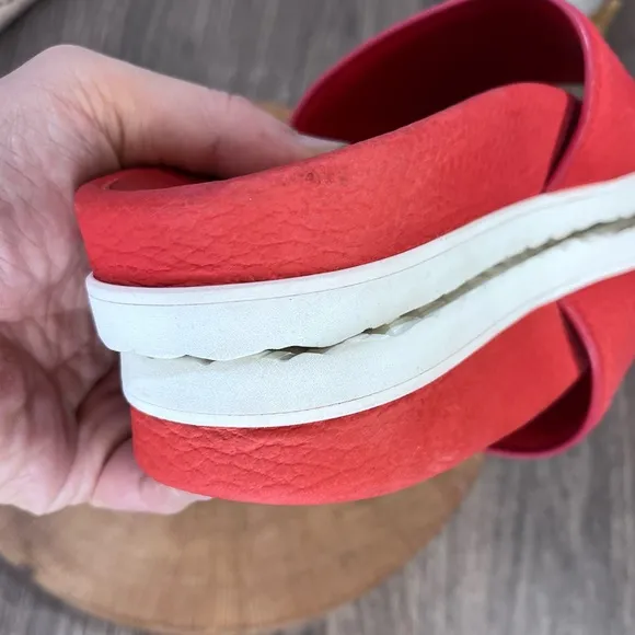 *Buscemi | Red Classic Leather Slide Sandals Made in Italy Size 37/7