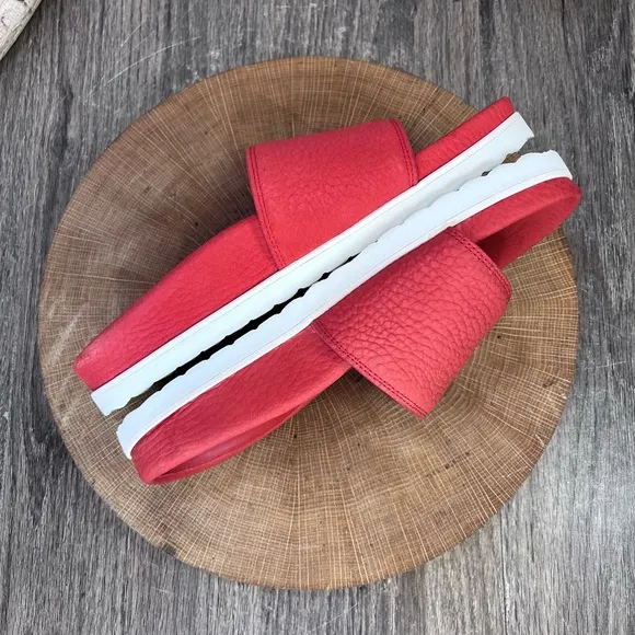 *Buscemi | Red Classic Leather Slide Sandals Made in Italy Size 37/7
