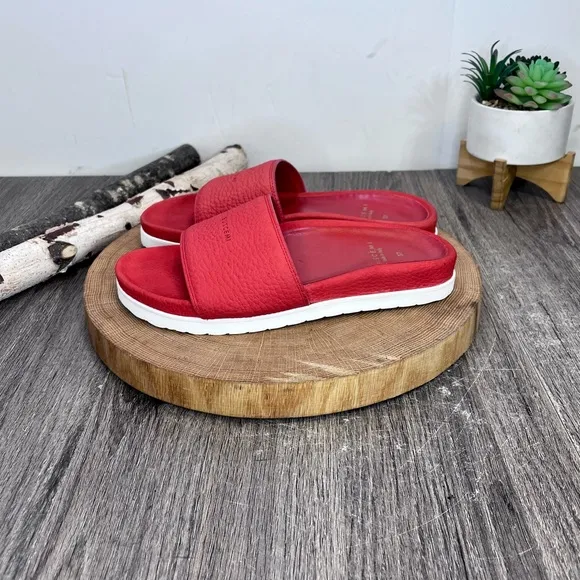 *Buscemi | Red Classic Leather Slide Sandals Made in Italy Size 37/7