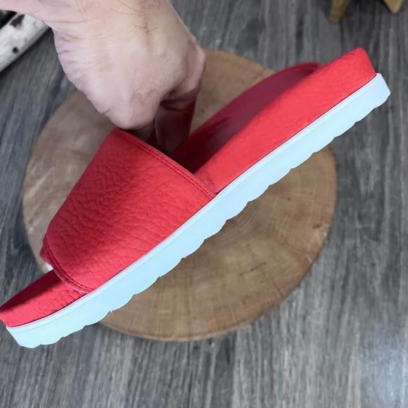 *Buscemi | Red Classic Leather Slide Sandals Made in Italy Size 37/7
