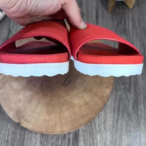 *Buscemi | Red Classic Leather Slide Sandals Made in Italy Size 37/7