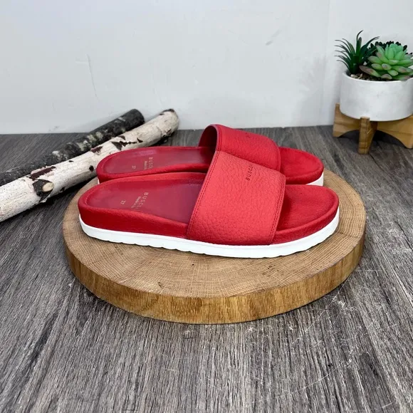 *Buscemi | Red Classic Leather Slide Sandals Made in Italy Size 37/7