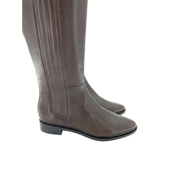Calvin Klein Boots Finley Brown Leather Knee High Coffee Bean SZ 6.5 New