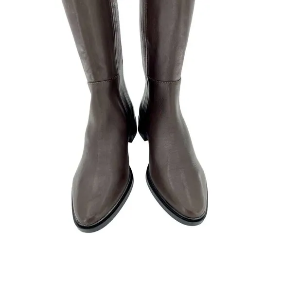 Calvin Klein Boots Finley Brown Leather Knee High Coffee Bean SZ 6.5 New